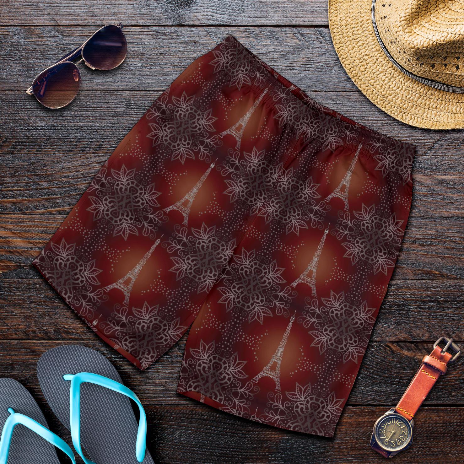 Eiffel Tower Drawing Print Mens Shorts-JTAMIGO.COM