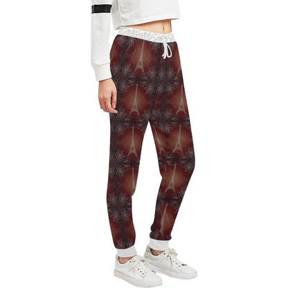Eiffel Tower Drawing Print Unisex Casual Sweatpants (Model L11)-JTAMIGO.COM