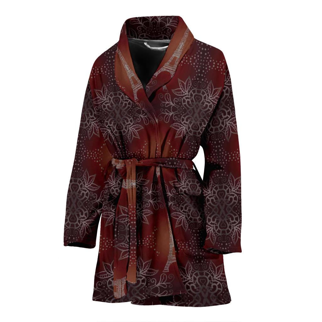 Eiffel Tower Drawing Print Women Bath Robe-JTAMIGO.COM