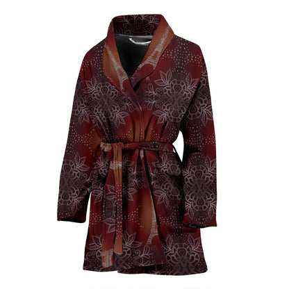 Eiffel Tower Drawing Print Women Bath Robe-JTAMIGO.COM