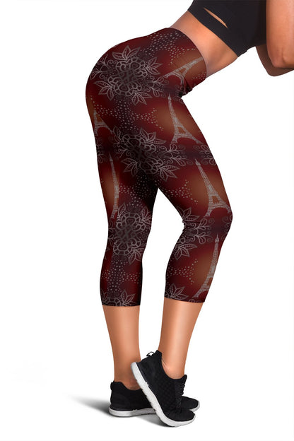 Eiffel Tower Drawing Print Women Capris
