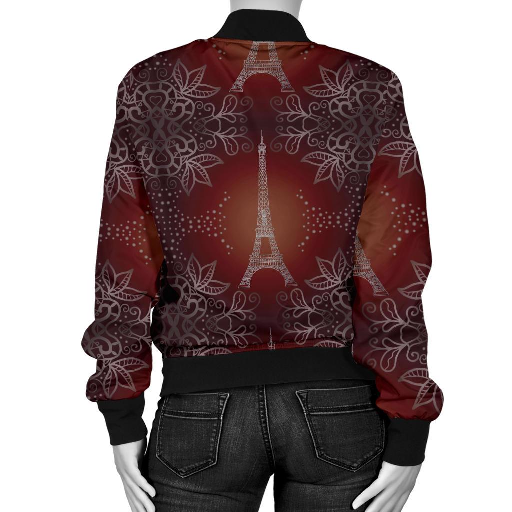 Eiffel Tower Drawing Print Women Casual Bomber Jacket