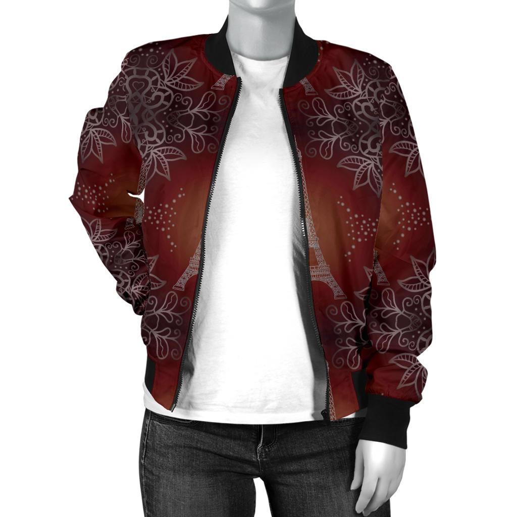 Eiffel Tower Drawing Print Women Casual Bomber Jacket