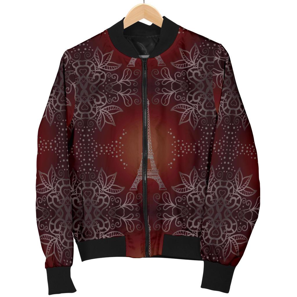 Eiffel Tower Drawing Print Women Casual Bomber Jacket