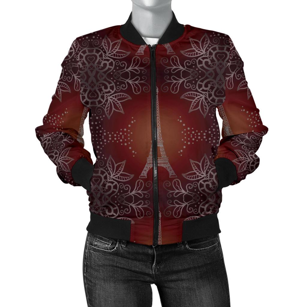 Eiffel Tower Drawing Print Women Casual Bomber Jacket