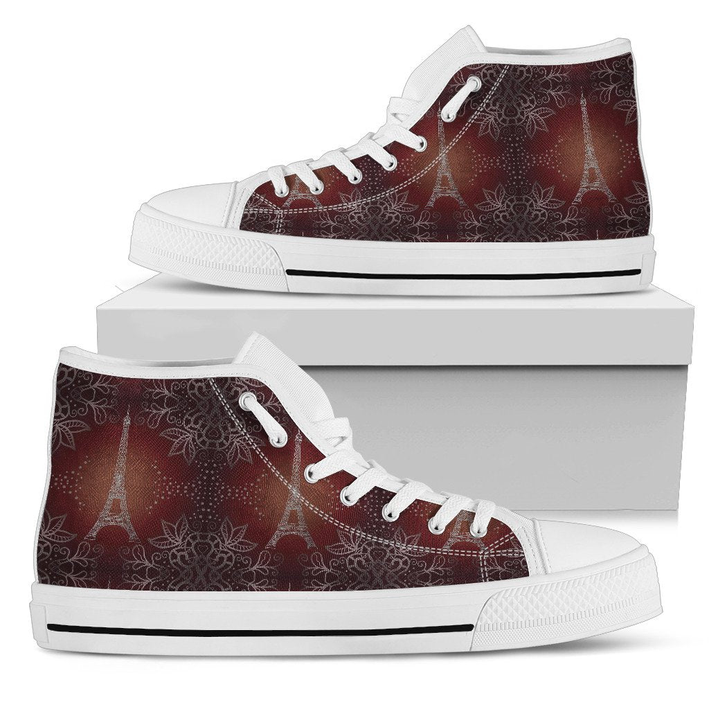 Eiffel Tower Drawing Print Women High Top Shoes