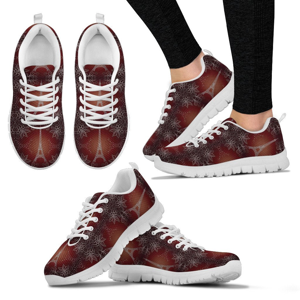 Eiffel Tower Drawing Print Women Sneakers Shoes