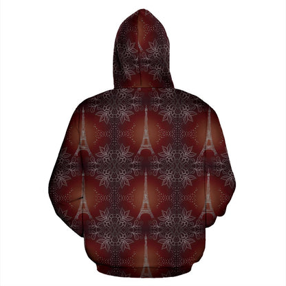 Eiffel Tower Drawing Print Zip Up Hoodie