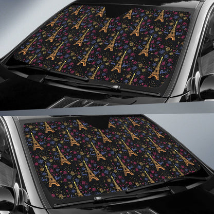 Eiffel Tower Love Paris Print Car Sun Shade For Windshield