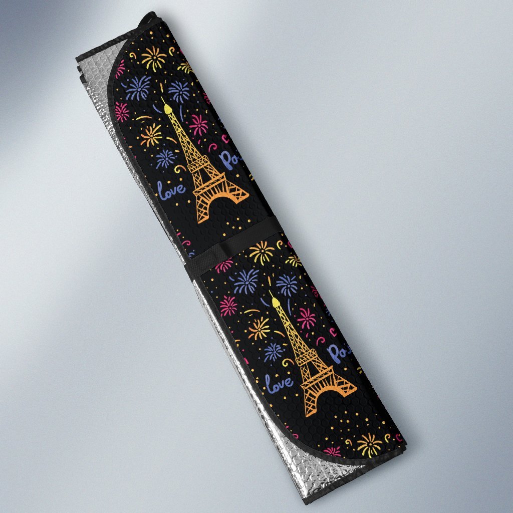 Eiffel Tower Love Paris Print Car Sun Shade For Windshield