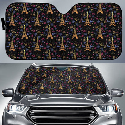 Eiffel Tower Love Paris Print Car Sun Shade For Windshield