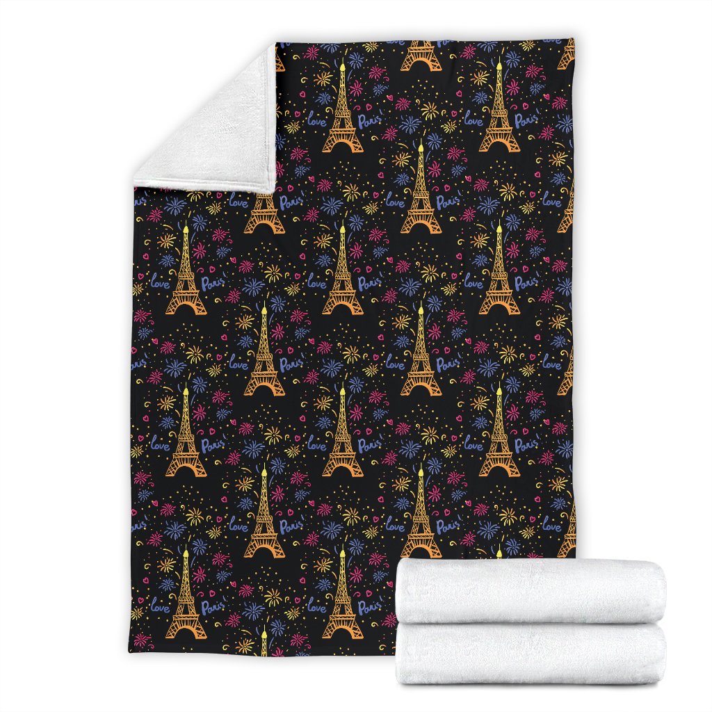 Eiffel Tower Love Paris Print Fleece Blanket