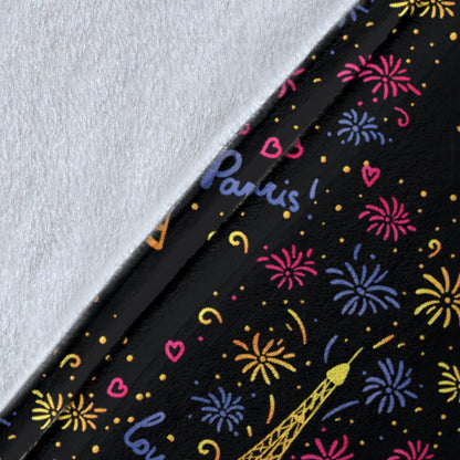 Eiffel Tower Love Paris Print Fleece Blanket