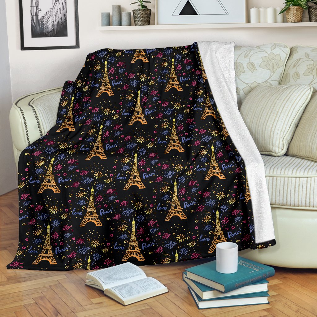 Eiffel Tower Love Paris Print Fleece Blanket
