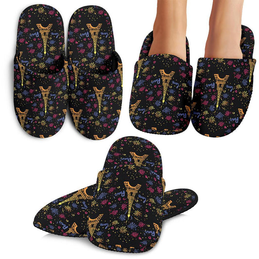 Eiffel Tower Love Paris Print House Slippers