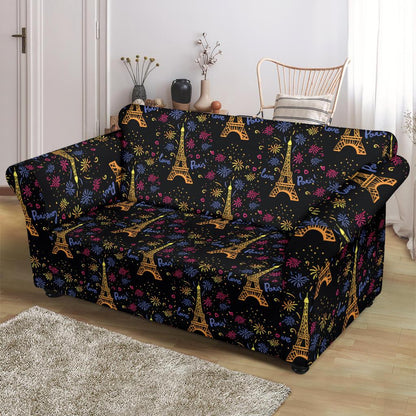Eiffel Tower Love Paris Print Loveseat Slipcover-JTAMIGO.COM