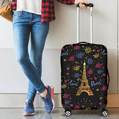 Eiffel Tower Love Paris Print Luggage Cover Protector
