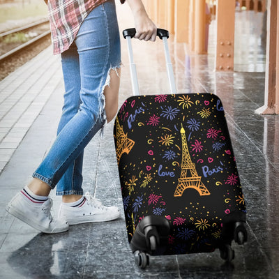 Eiffel Tower Love Paris Print Luggage Cover Protector
