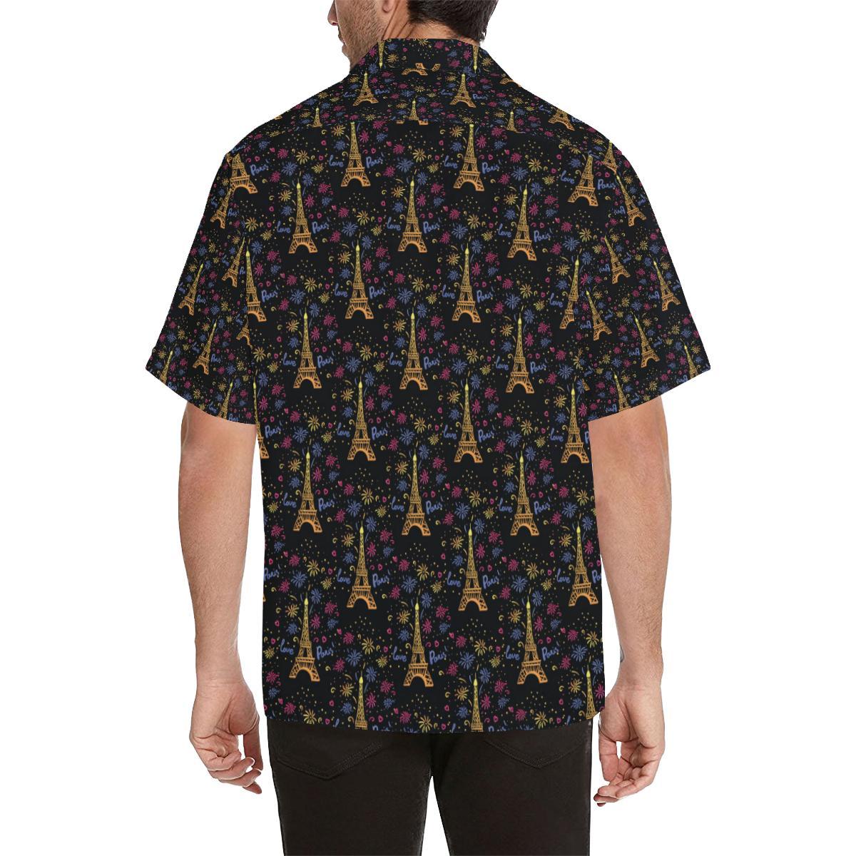 Eiffel Tower Love Paris Print Men Aloha Hawaiian Shirt