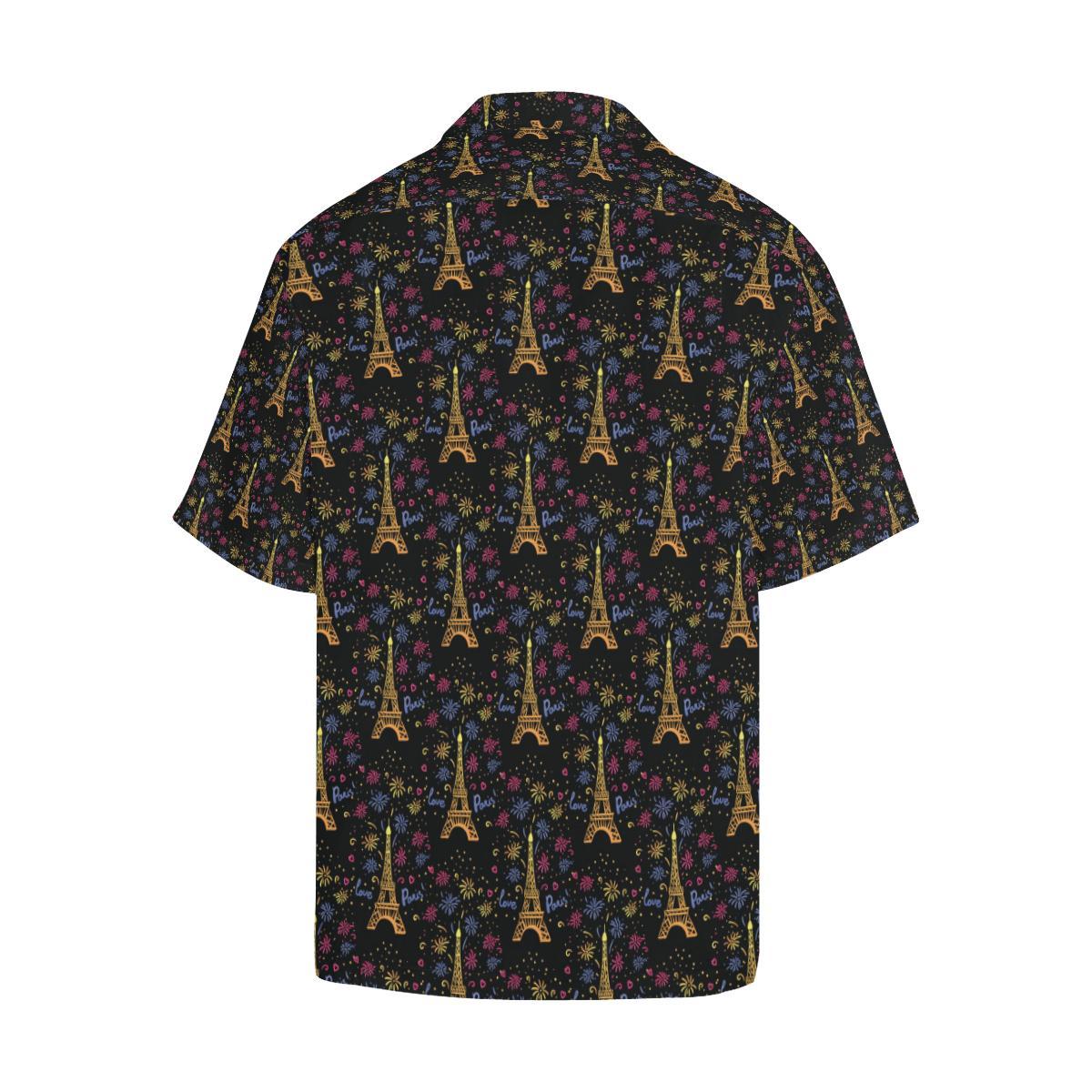 Eiffel Tower Love Paris Print Men Aloha Hawaiian Shirt