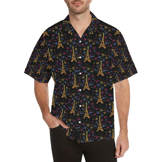 Eiffel Tower Love Paris Print Men Aloha Hawaiian Shirt