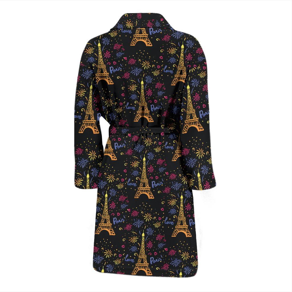 Eiffel Tower Love Paris Print Men Bath Robe-JTAMIGO.COM