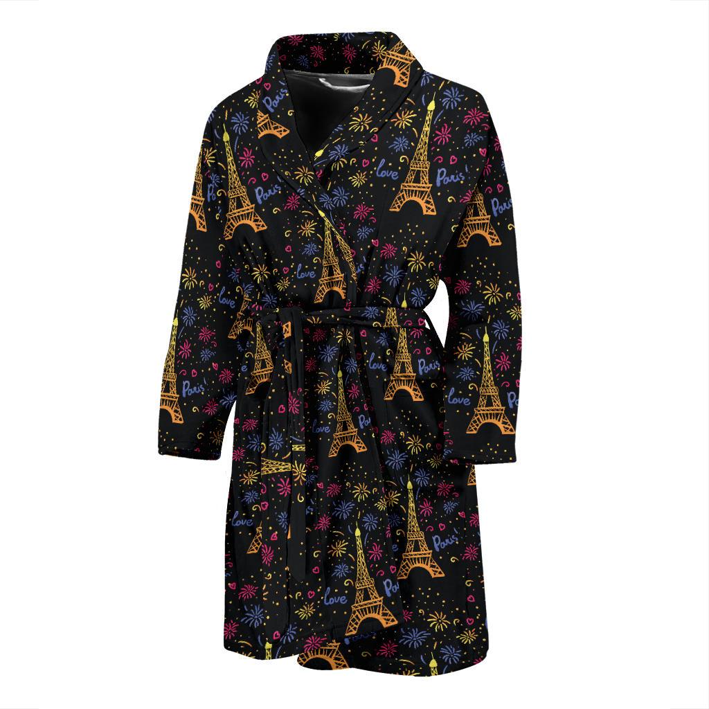 Eiffel Tower Love Paris Print Men Bath Robe-JTAMIGO.COM