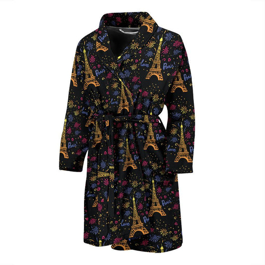 Eiffel Tower Love Paris Print Men Bath Robe-JTAMIGO.COM