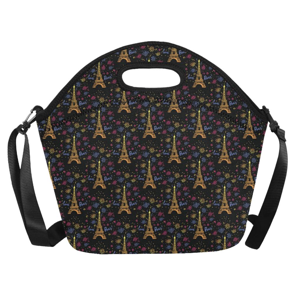Eiffel Tower Love Paris Print Neoprene Lunch Bag (Model 1669)(Large)-JTAMIGO.COM