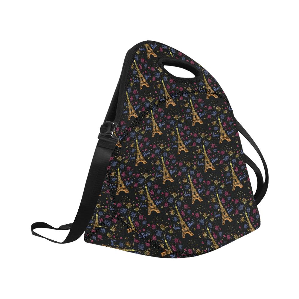 Eiffel Tower Love Paris Print Neoprene Lunch Bag (Model 1669)(Large)-JTAMIGO.COM