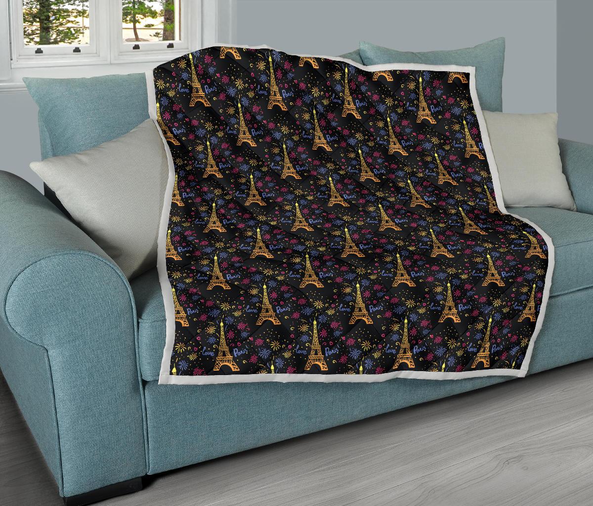 Eiffel Tower Love Paris Print Premium Quilt-JTAMIGO.COM