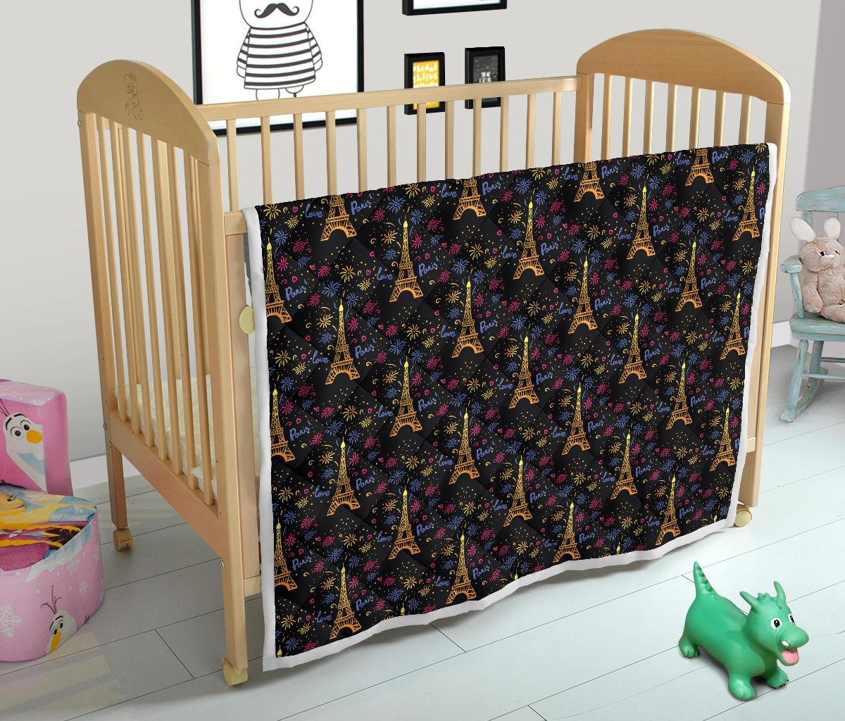 Eiffel Tower Love Paris Print Premium Quilt-JTAMIGO.COM