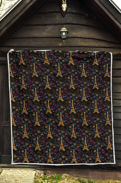 Eiffel Tower Love Paris Print Premium Quilt-JTAMIGO.COM