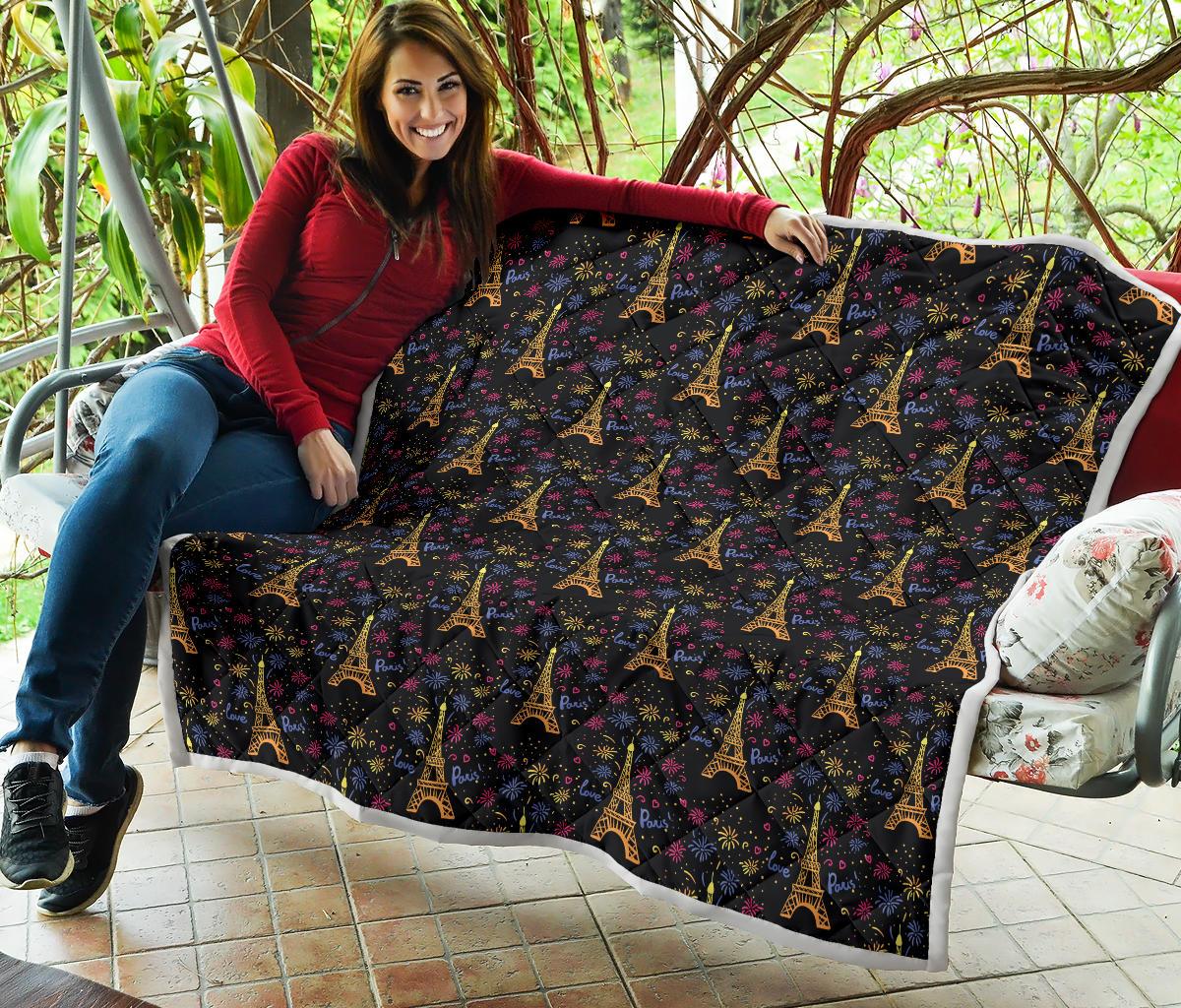 Eiffel Tower Love Paris Print Premium Quilt-JTAMIGO.COM