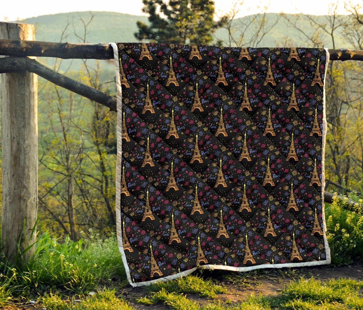 Eiffel Tower Love Paris Print Premium Quilt-JTAMIGO.COM