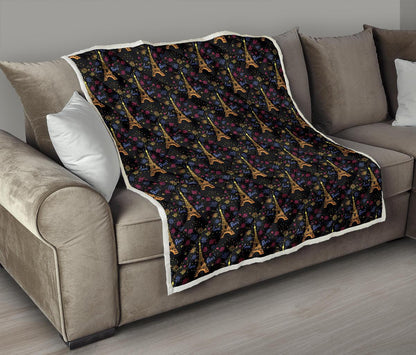 Eiffel Tower Love Paris Print Premium Quilt-JTAMIGO.COM