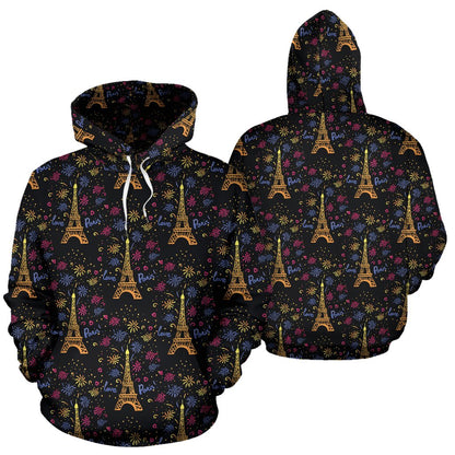 Eiffel Tower Love Paris Print Pullover Hoodie