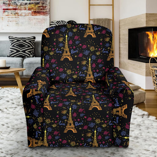 Eiffel Tower Love Paris Print Single Sofa Slipcover -JTAMIGO.COM