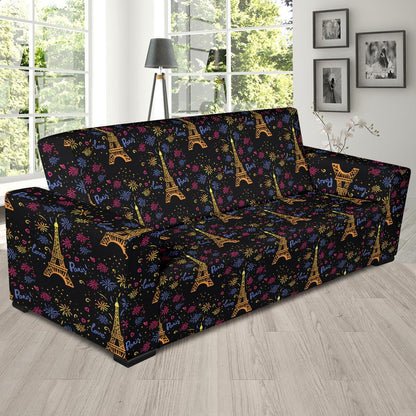 Eiffel Tower Love Paris Print Sofa Slipcover-JTAMIGO.COM
