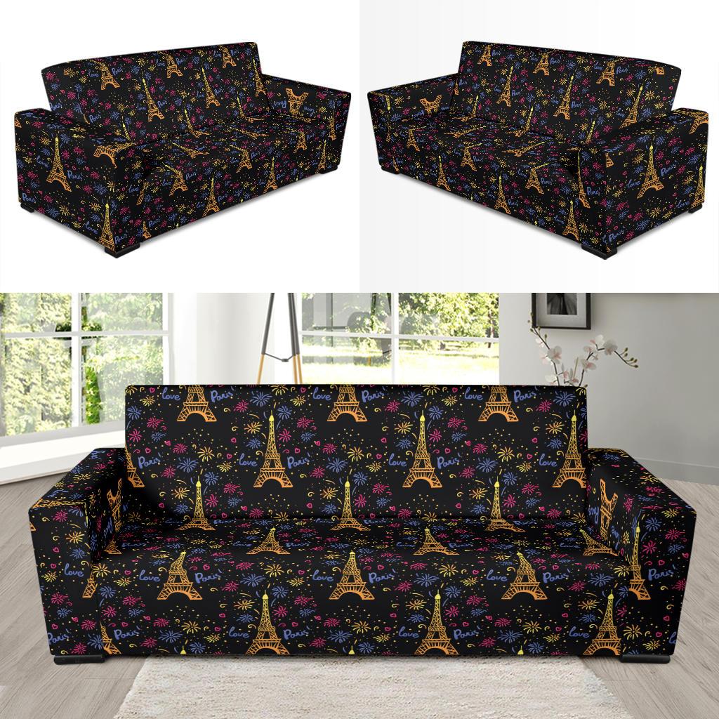 Eiffel Tower Love Paris Print Sofa Slipcover-JTAMIGO.COM