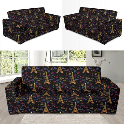 Eiffel Tower Love Paris Print Sofa Slipcover-JTAMIGO.COM
