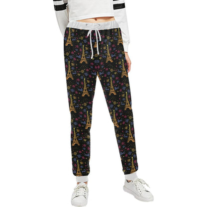 Eiffel Tower Love Paris Print Unisex Casual Sweatpants (Model L11)-JTAMIGO.COM