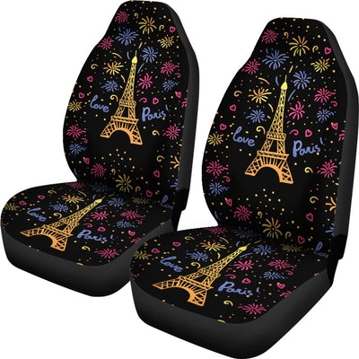 Eiffel Tower Love Paris Print Universal Fit Car Seat Covers