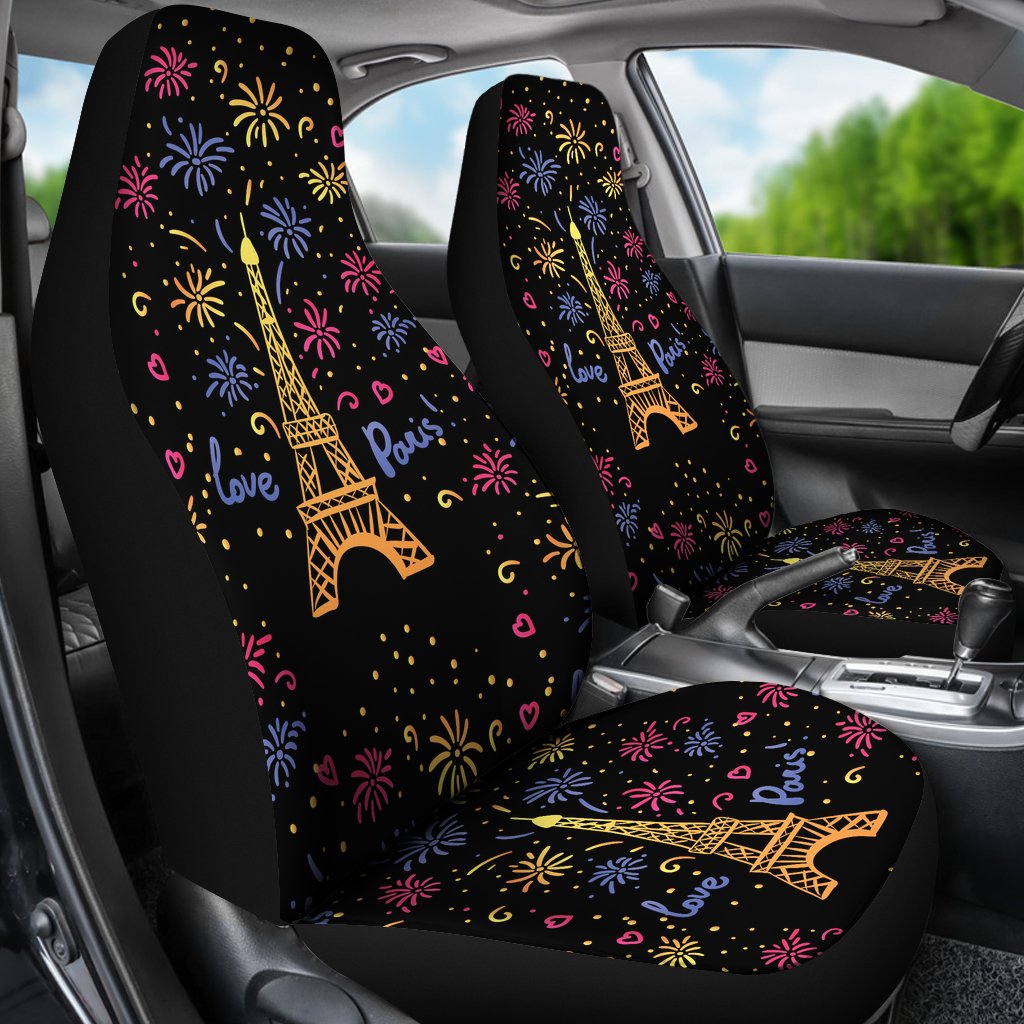 Eiffel Tower Love Paris Print Universal Fit Car Seat Covers