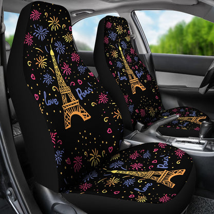 Eiffel Tower Love Paris Print Universal Fit Car Seat Covers