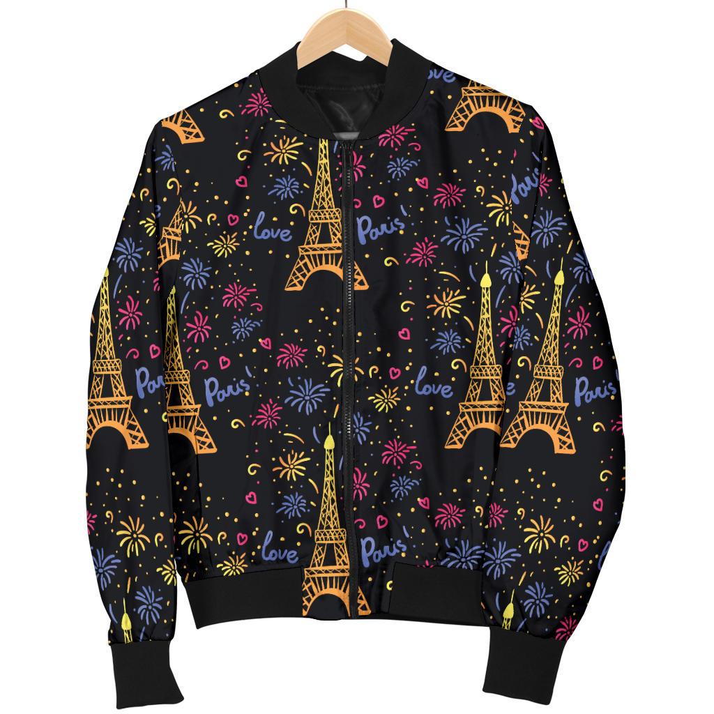 Eiffel Tower Love Paris Print Women Casual Bomber Jacket