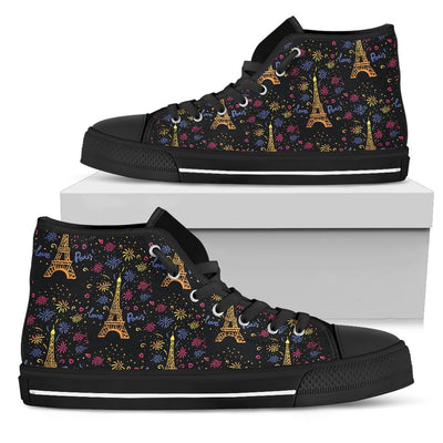 Eiffel Tower Love Paris Print Women High Top Shoes