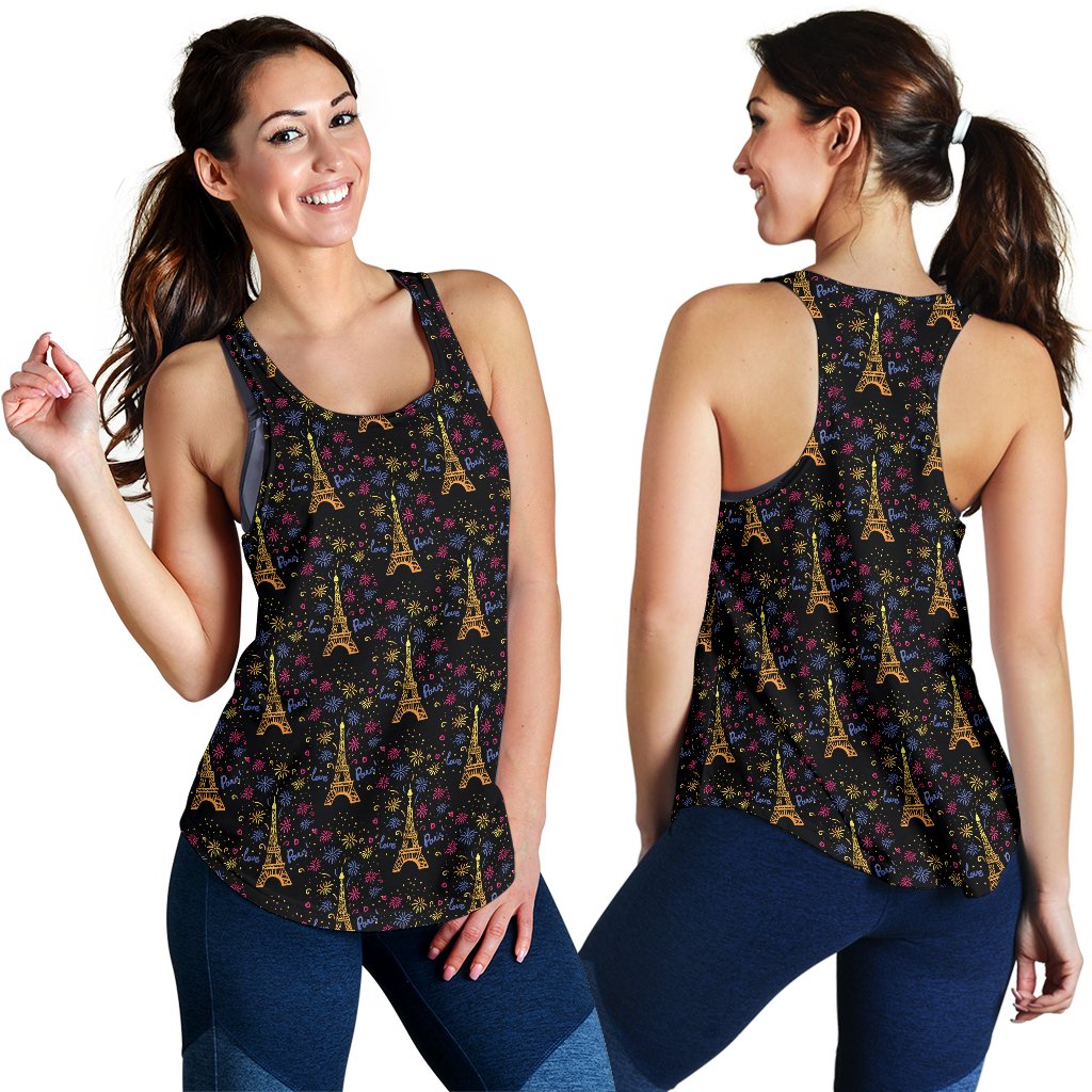 Eiffel Tower Love Paris Print Women Racerback Tank Top