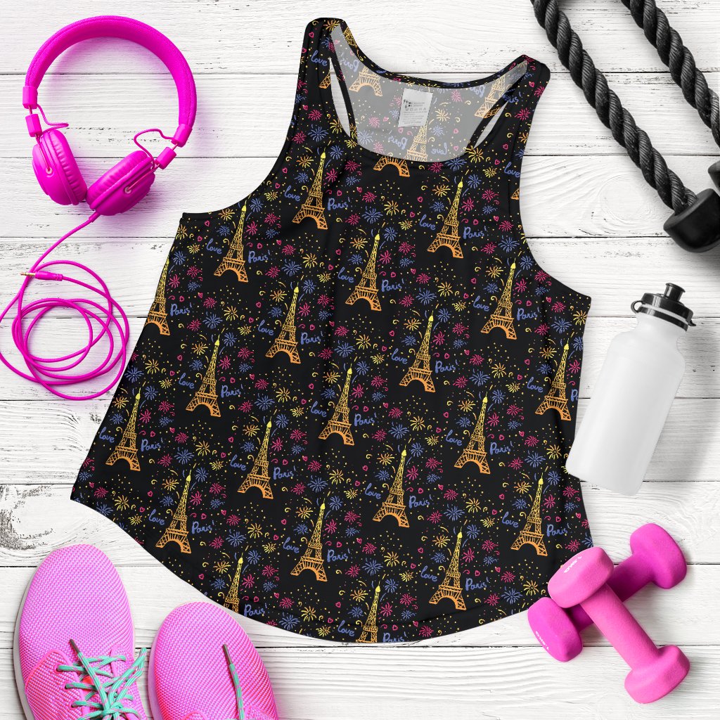 Eiffel Tower Love Paris Print Women Racerback Tank Top