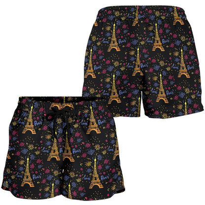 Eiffel Tower Love Paris Print Women Shorts-JTAMIGO.COM